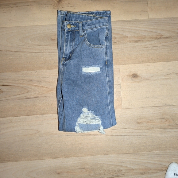 SHEIN Men's Ripped Straight Blue Jeans - Picture 3 of 4